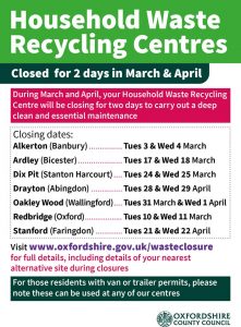 Waste Centre Closure Dates